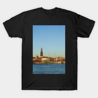 Michel, Rickmer Rickmers, ship, Elbe, harbor, evening, Hamburg, sailing ship, windjammer T-Shirt